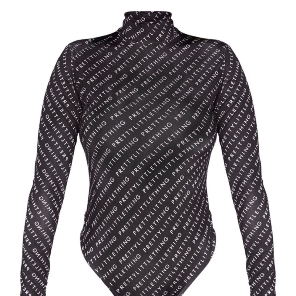 Shape Black Printed Long Sleeve Bodysuit